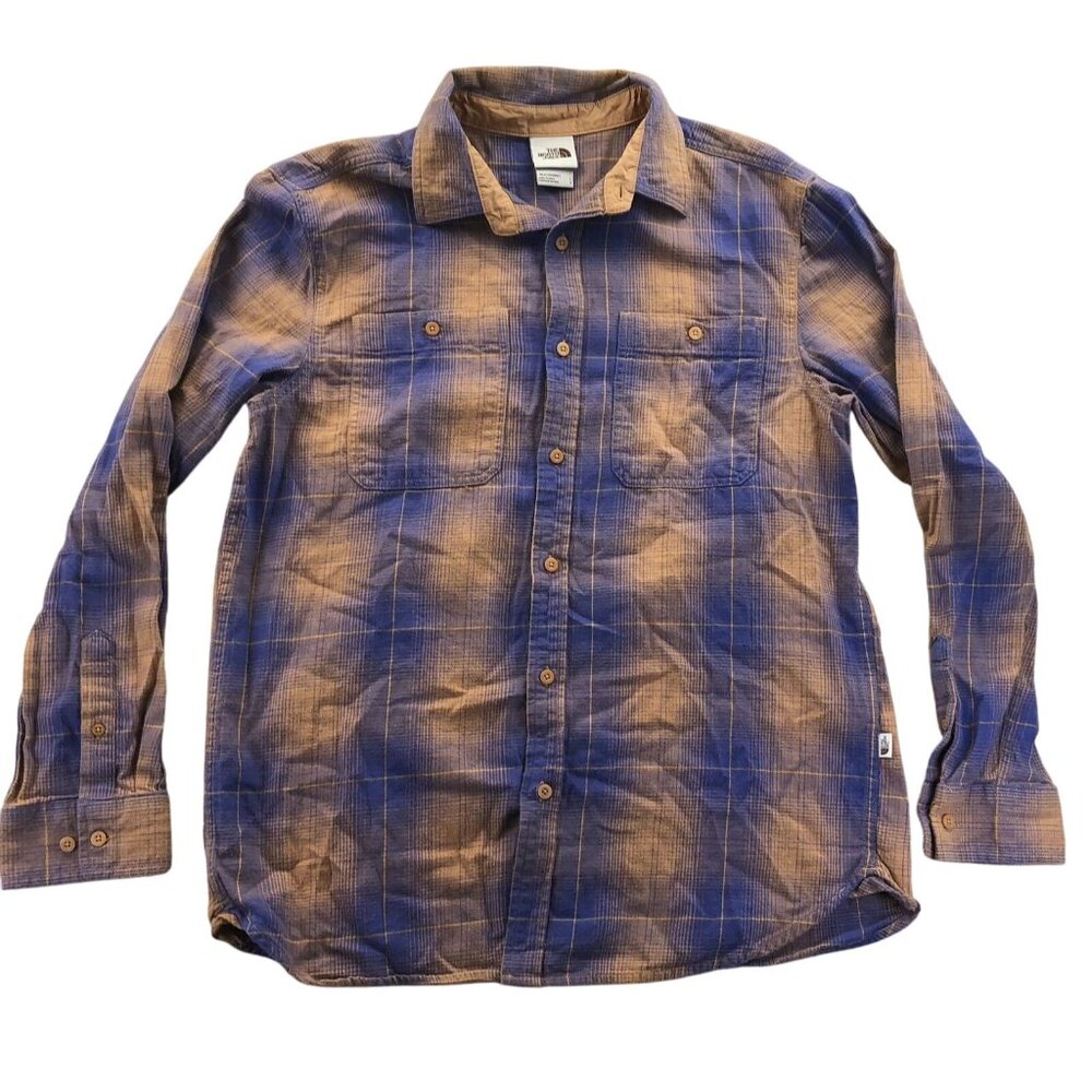 The North Face Mens Shirt Large Long Sleeve Plaid Button-Up Casual Retro Western
